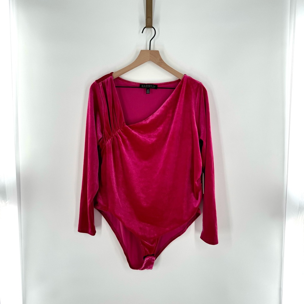New! Eloquii Pink Velvet Bodysuit Size 18